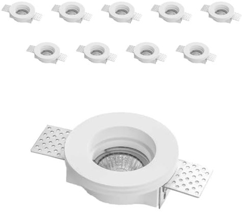 10 pezzi Portafaretto Incasso in Gesso Rotondo a Scomparsa Compatibile con Faretti GU10 Foro Incasso Ø105mm Dimensioni Ø100 x 33 mm Design Elegante per Soffitti Moderni Installazione cartogesso (10)