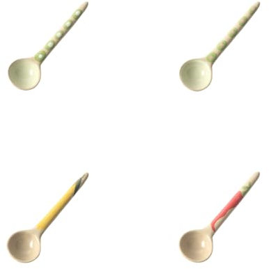 4-PCS hand-painted ceramic afternoon tea and coffee stirring spoon set, long-handled dessert spoon, handcrafted ceramic spoons, coffee spoons, teaspoons, size 4.9*1.3in (12.5*3.5cm) (pointed handle)