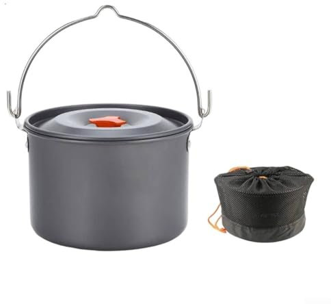 Casserole portable en aluminium de 4 L, conçue pour les aventures en plein air et pour les réunions de camping (couvercle noir)
