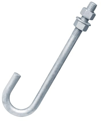OTTFF 4 Pack 5/8-11 x 9-7/8 J Bolt Anchor for Concrete Post Deck Fence, Hot Dipped Galvanized Steel