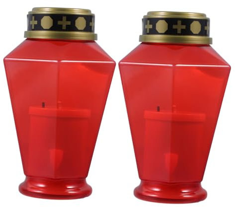 Gatuida 2pezzi Candele Elettriche Decorative Fiamma Per Cimitero e Giardino Lampade Led Riutilizzabili Sacro
