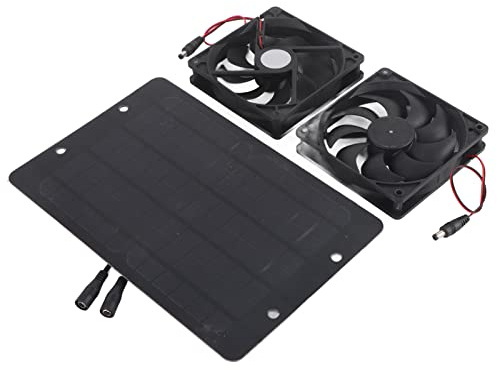 Kit de Ventilation à Panneau Solaire, Double Extracteur d'Air, Ventilateur Alimenté 15W, Équipement de Ventilation Extérieur pour Petits Espaces avec Câble