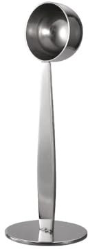 Cuillère à café 2 en 1 en acier inoxydable avec fonction de mesure et tamper – Cuillère doseuse en acier inoxydable pour poudre de café avec mesure de précision (15 ml) – Accessoire à expresso