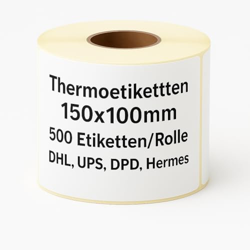 EnterPro Thermoetiketten 150x100mm, 500 Etiketten pro Rolle, Kompatibel mit DHL, UPS, DPD, Hermes, Versandetiketten für Thermodrucker