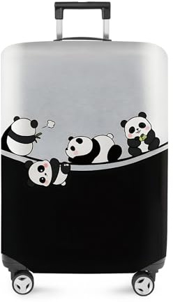 ANNA QUEEN Panda Family Luggage Cover, Cute Panda Design Suitcase Protector, Stretchable Washable Travel Sleeve for 20-22 Inch Luggage