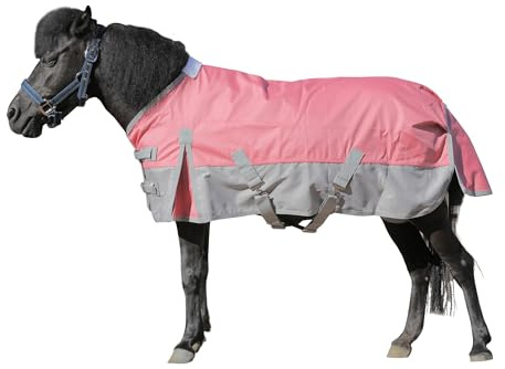 Mini Shetland Pony Fohlen Weidedecke - Wasserdicht 1200D Leicht 0g Regendecke für Miniaturpferd Esel und Abschnitt A (ohne Füllung) Rosa 4'0