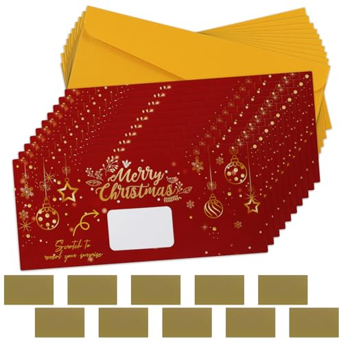 10 STK Ticket Weihnachten Geschenk, Gutschein zum selber ausfüllen mit Rubbelaufkleber, Rubbelkarte zum Beschriften, Blanko Gutscheine zu Weihnachten, Weihnachts Gutschein, Geschenk für Damen Herren