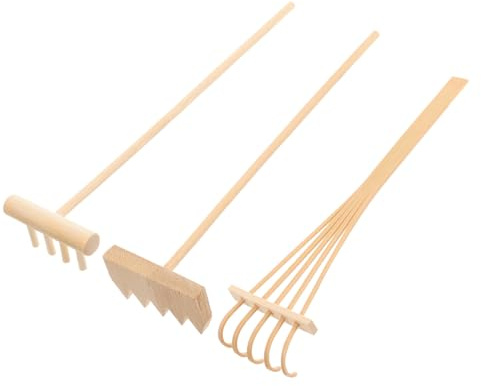 AKOOSY Set 3 Pezzi Mini Attrezzi per Meditazione Zen in bambù per Giardino di Granuli Decorazione Feng Shui per Casa e Ufficio