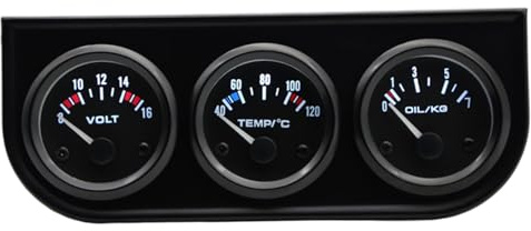 Ensemble de trois jauges de pression d'huile, température d'eau et voltmètre, kit jauges 12 V, 2 pouces, accessoires voiture en plastique, tableau bord remplacement au