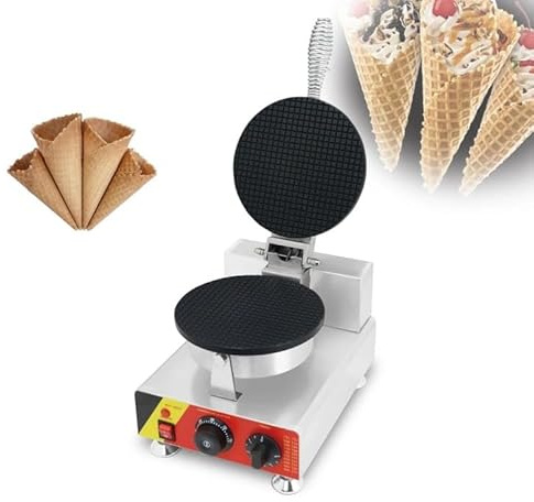 Commercial Ice Cream Cone Waffle Maker Machine, Stainless Steel Non-Stick Electric Waffle Cone Maker for Dessert Shop and Home Use