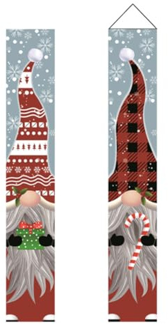 ZORVYN 1 paar Frohe Weihnachten Banner Merry Christmas Weihnachtsmann Weihnachtsdeko draußen drinnen Weihnachtsbanner Hängend Türdeko Veranda Schild Deko für Tür Wand Haustür