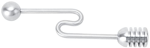 304 cuchara de miel de acero inoxidable | Mango curvo ergonómico para agarre seguro y colgante fácil | Palo de revisión doble para café/té/jugo | Comida - Utensil de cocina de