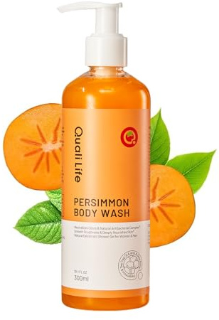 QualiLife Persimmon Body Wash for Old People Smell, Natural Deodorant Bar Soap for Strong Odor Smelly Feet Remove, Cleansing Body Deodorizing for Eliminating Odor