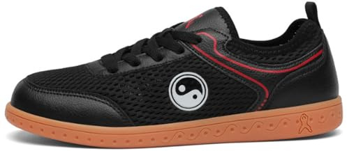 XUHCLY Scarpe da Karate Kung Fu，Tai Chi Qi Gong Scarpe Donna Uomo Scarpe Taekwondo Pelle Scarpe da Arti Marziali Sport Boxe(Size:44(28.5cm),Color:Nero)