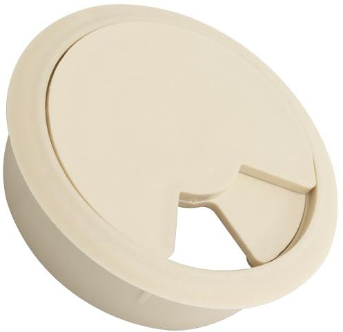 AERZETIX Lote de 8 pasacables de plástico para escritorio ∅60 mm color crema