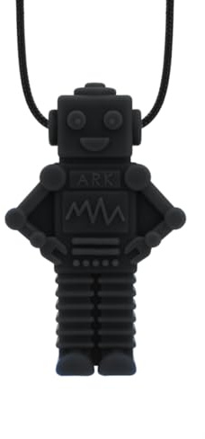ARK Kauhalskette Roboter – Sensorischer Kauanhänger aus Silikon – 3 Stärkegrade (weich, mittel, fest) – Chewelry für Kinder & Erwachsene – BPA-frei (schwarz)