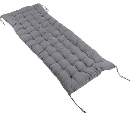 Relaxdays Bankauflage, 180x70 cm, gepolstert, gesteppt, mit Bändern, Outdoor, Bankkissen für Gartenbank, Paletten, grau