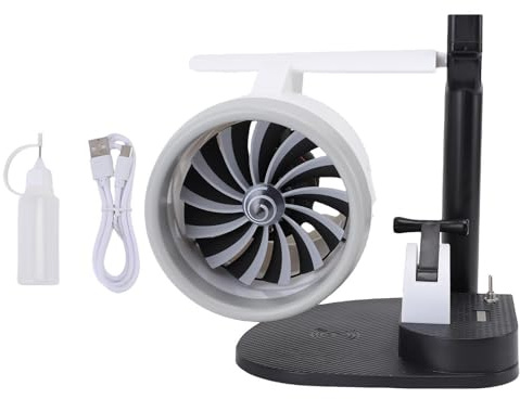 Eujgoov Ventilatore da Tavolo 3 in 1 con Turbina e Umidificatore, velocità Regolabile Fino a 4000 Giri/min, Ricarica Wireless e Design Ergonomico per scrivania. (Luce rossa)
