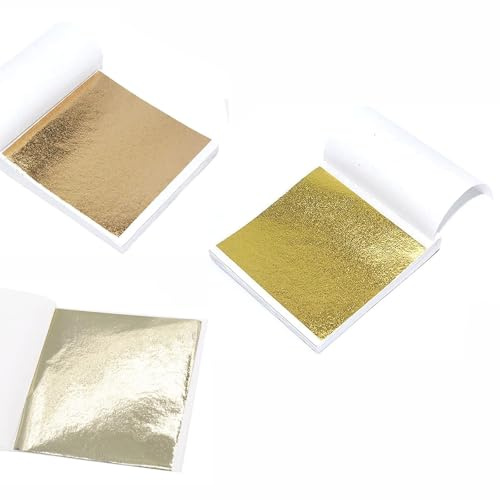 300 Pezzi Foglia Oro Imitazione Foglia d'oro Lamina 9x9cm Foglia Argento Decorazione per Nail Art Pittura DIY Mobili Progetti Artistici