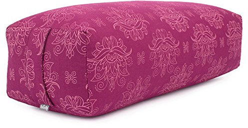 Bodhi Yoga Bolster SALAMBA | Maharaja Collection | Rechteckiges Yogakissen | Waschbarer Bezug aus Baumwolle mit Dinkelfüllung | Zubehör für Restorative und Yin Yoga | Lotus/Berry