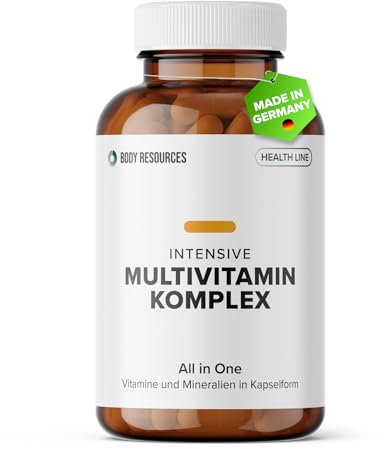 Intensive Multivitamin-Komplex 700mg I Hochdosierte Premium-Kapseln I Bioaktive Vitamine A-Z, Mineralien I Made in Germany I Hohe Bioverfügbarkeit