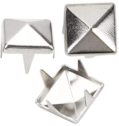400 juegos de tachuelas de punta cuadrada de cuatro mandíbulas, remaches de punta cuadrada para manualidades en cuero DIY, tachuelas de punta cuadrada(4mm-Plata)