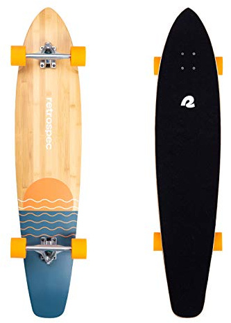 Retrospec Zed Longboard Skateboard Complete Cruiser | Bamboo & Canadian Maple Wood Cruiser w/Reverse Kingpin Trucks for Commuting, Cruising, Carving & Downhill Riding