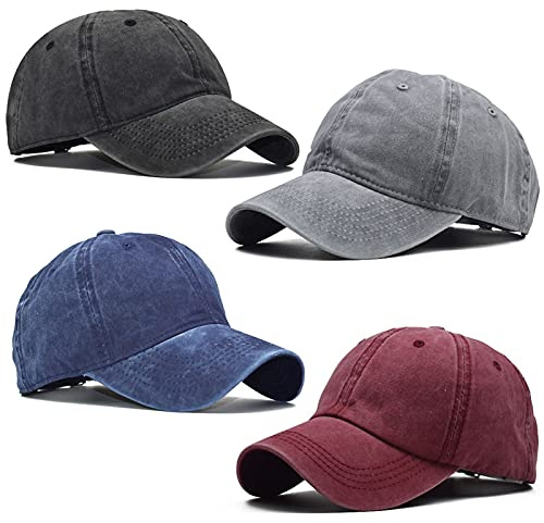 4 Pieces Toddler Baseball Hats Kid Baseball Cap Washed Cotton Adjustable Toddler Cap for Boys Girls (Color 1)