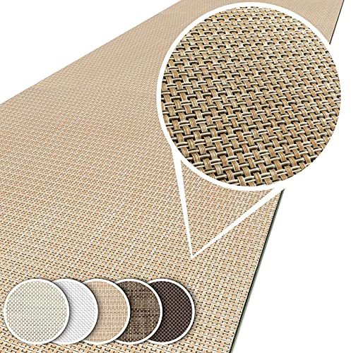 ANRO Teppichläufer Outdoorteppich wasserfest Balkon Teppich Terrassenteppich Flur Bodenmatte wetterfest Beige Abwaschbar 120 x 50cm