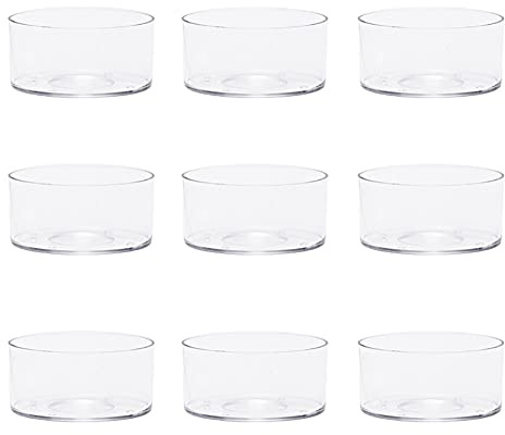JIHUOO 10 piezas de plástico transparente para velas de té de luz de té, recipientes vacíos para aniversario, día de San Valentín