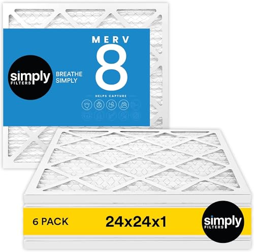 Simply MervFilters, 6 filtri aria 24 x 24 x 1 (23,75 x 23,75), MERV 8, MPR 600, filtro aria per forno AC