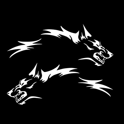 Wolf Auto Aufkleber, 2 Stück Realistische Wolfskopf Vinyl Seitenkörper Heckscheibe Tuning Sticker, Wasserdicht Fahrzeug Running Wolf Totem, 130cmx50cm