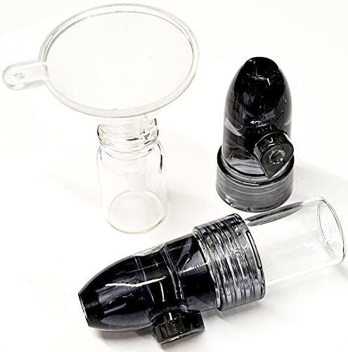 HEADNMORE® Dosatore Snuff Bullet Sniff Bottle – 2 pezzi + imbuto – porzionatore Sniffer dosatore dosatore HM4 (nero)