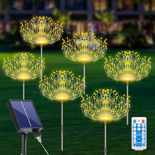 Lot de 8 guirlandes lumineuses solaires d'extérieur étanches à 120 LED avec télécommande, 8 modes et chargeur USB-C Starburst Twinkle pour Noël, extérieur, cour, terrasse