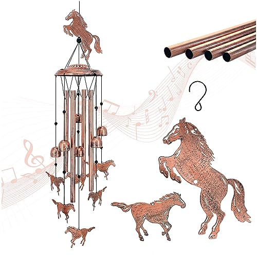 Pferde-Windspiel für den Außenbereich, Pferde, Geschenke für Damen/Herren/Mutter/Oma/Frau/Freunde, Geburtstagsgeschenke, Andenken, Metall-Windspiel für draußen/drinnen, Zuhause, Rasen, Veranda
