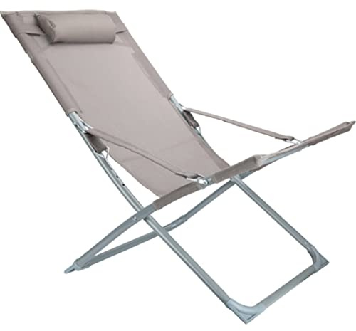 JYARZ Camping Chairs Folding Sandy Beach Chair, Office Home Balcony Lounge Chair, Easy to Adjust Lazy Outdoor Seat Stool for Garden Poolside Portable Folding Chair (Color : Grey)