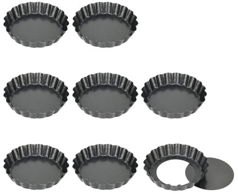 YIAGUN Mini Tart Tins, 8 Pack Non-Stick Tartlet Tins, Fluted Tart Cases, 4 inch /10 cm Round Mini Quiche Pans