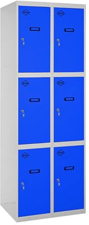 SimonRack Schließfachschrank aus Metall, 2 Module, 3 Türen, Metall, Grau/Blau, 1800 x 600 x 500 cm