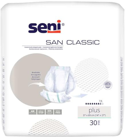 Seni San Classic Plus - Inkontinenzvorlage (4 x 30 Stück, Medium, 120 Stück)