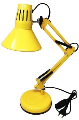 maolo Lampada da Scrivania Girevole e Snodabile E27 Struttura Metallica Resistente Braccio Estensibile 72cm Illuminazione Ufficio Casa 230V Cavo 1.5m Morsetto e Base Elegante Design (Giallo)