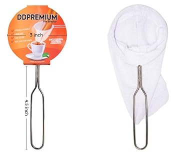 DDPREMIUM Coffee Sock Strainer Traditional Thai Brewing Coffee Filter for Rich Coffee and Tea 3 inch