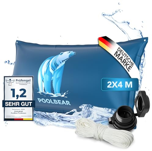PoolBear | Poolkissen Winter 2m x 4m Winterkissen XXL I Pool-Luftkissen mit Doppelnaht inkl Reparaturset I Überwinterung-Frostschutz-Kissen Poolpolster