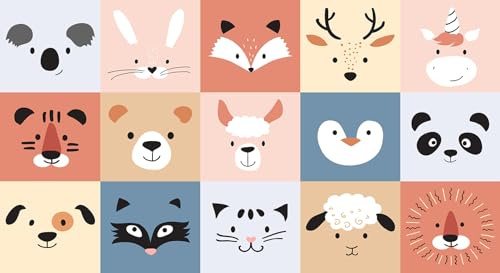 TAPPETIK Tappeto per bambini in stampa digitale diverse fantasie gioco (Mattonelle animali, 82 x 150 cm)