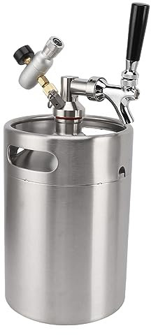 Dispensador de cerveza de 5 l para el hogar, dispensador de café de barril de acero inoxidable con cerveza portátil de calibre 60 PSI para mantener las bebidas frescas para cerveza