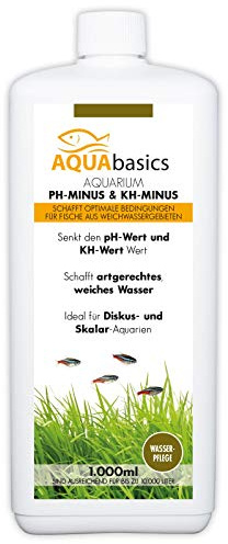 aquabasics Aquarium pH-Minus + KH-Minus senken einfach den pH- und den KH-Wert - ideal für Fische aus Weichwassergebieten wie Diskus, Skalare, Größe:1 Liter