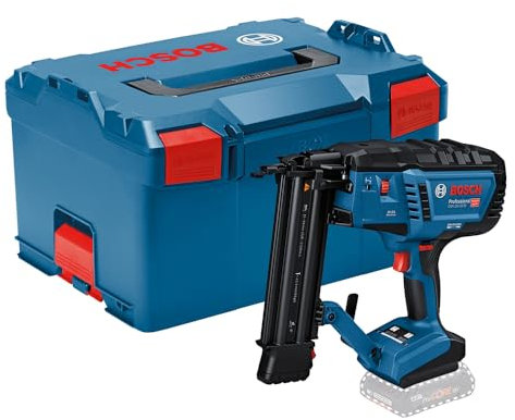 Bosch Professional 18V System Akku Holznagler GNH 18V-50 M (Einzel-/Kontaktschussauslösung, für folgende Nägel geeignet: 16–54 mm, 18 ga (1,2 mm) und 0° Magazinwinkel, L-BOXX, ohne Akku/ Ladegerät)