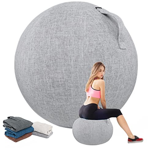 Dsongo Gymnastikball Bezug, 55cm 65cm 75cm Schutzhülle Gymnastikball, Bezug Sitzball, Yoga Ball Abdeckung, Balance Ball Abdeckung, Anti Kratzer Faltbar Sitzbälle Stoff Bezug (Gray, 75cm)