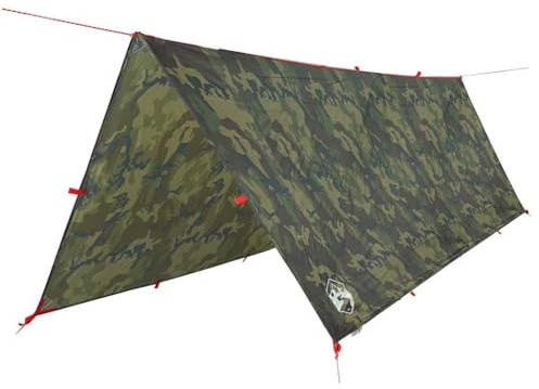vidaXL Tarp, Wasserdicht Zeltplane, Sonnensegel Abdeckplane für Hängematte, Regenschutz Sonnenschutz für Outdoor Camping Picknick Festival, Tarnmuster 406x306cm