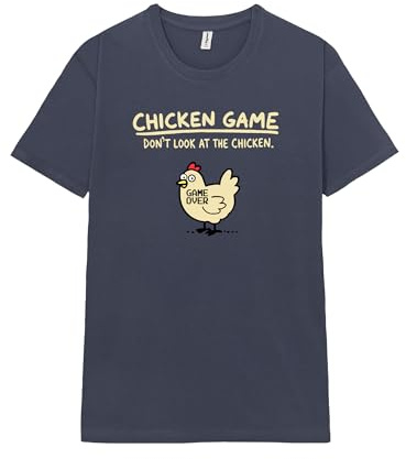 Pampling Camiseta de Manga Corta, 100% Algodón, Ropa Unisex para Hombre y Mujer, Serigrafiada con Cuello Redondo y Corte Recto, Color Azul o Verde (Chicken Game)