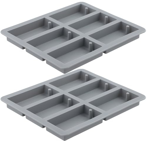Stampi per Sapone, Stampo Silicone Rettangolare, 2 Pezzi Stampo per Sapone 6 Cavità Rettangolari, Riutilizzabile, Per Saponi, Cupcake, Cioccolatini, Biscotti, Cubetti di Ghiaccio